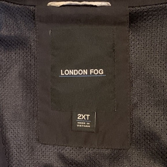 London Fog Windbreaker Jacket Mens 2XT Navy Blue Raincoat Front Zip Mesh Lined - Picture 3 of 7